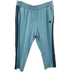 Vintage Champion Light Blue Cropped Drawstring Sweatpants Women's Plus Size 2XL